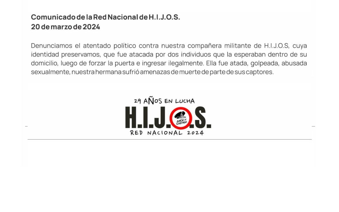 FOETRA repudia el atentado a una compañera de la agrupación HIJOS